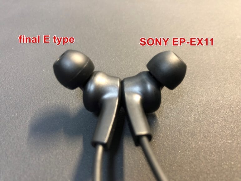 右がソニー「EP-EX11」、左がfinal「E type」