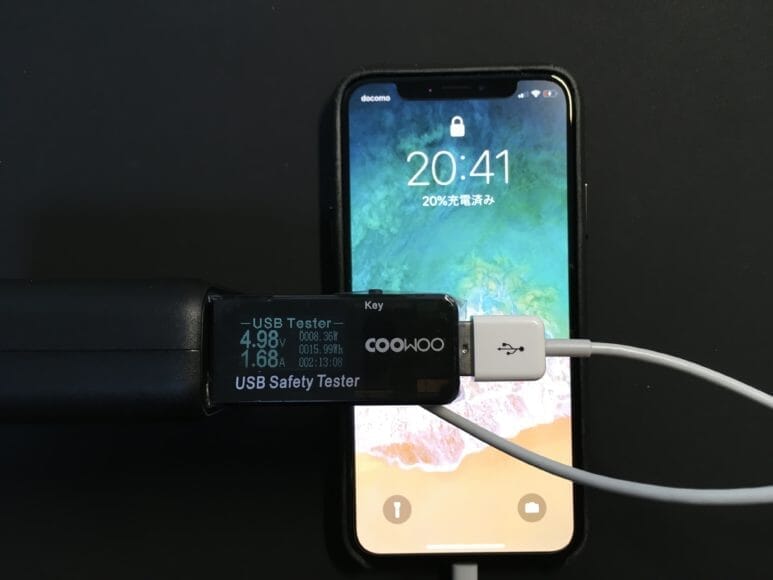 Anker「PowerCore Fusion 5000」iPhoneとiPadを同時充電した際の出力アンペア数を計測