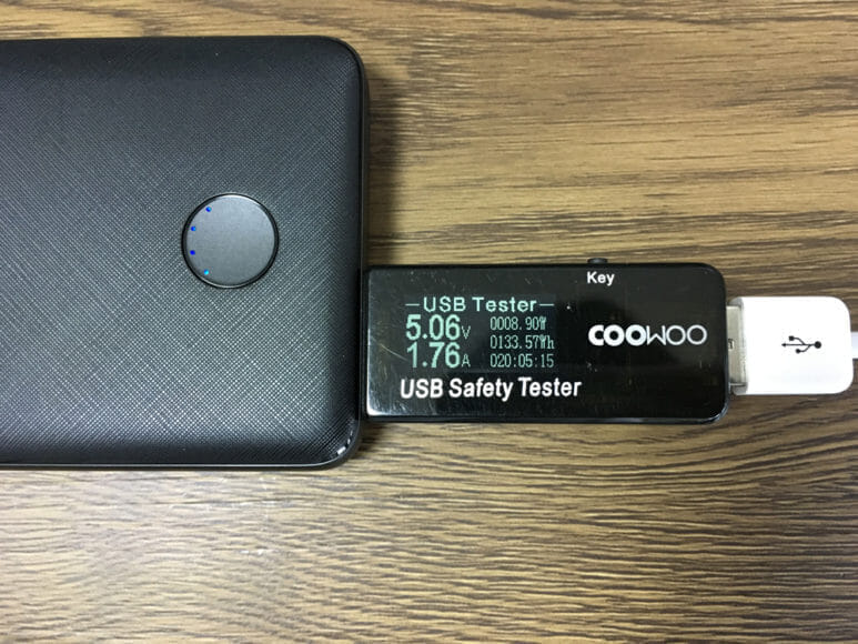 おすすめのモバイルバッテリーAnker「PowerCore Slim 10000 PD」レビュー｜「PowerCore Slim 10000 PD」USB-Aポートの充電時の電流・電圧を実測してみました。