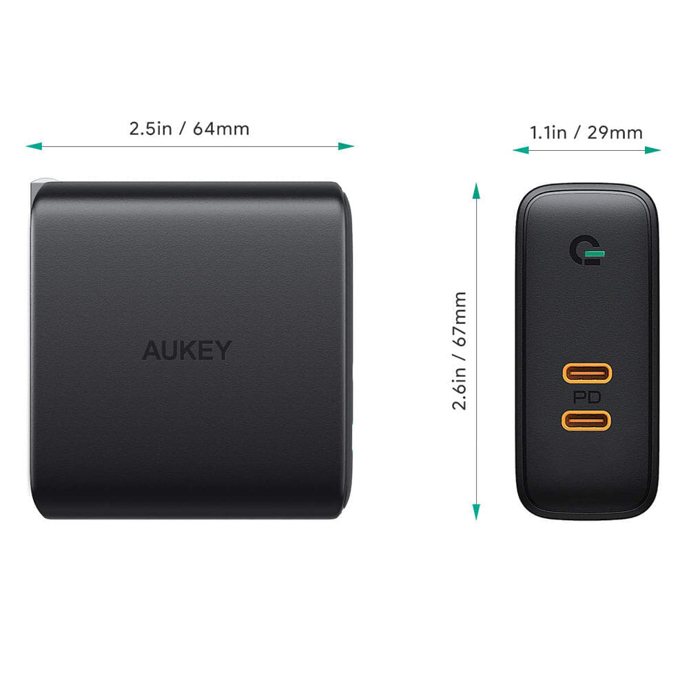 【Aukey PD対応急速充電器PA-D5レビュー】Anker Atom PD2より高コスパ！スマホ＆PC二台持ちの方に最適なPD対応USB-Cポートを二つ搭載した急速充電器｜優れているポイント：本体サイズはコンパクト、しかも軽い！