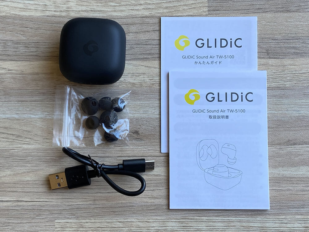 【GLIDiC Sound Air TW-5100レビュー】バッテリー性能・充電性能に優れたリーズナブル完全ワイヤレス！音質も上々な高コスパTWS｜付属品
