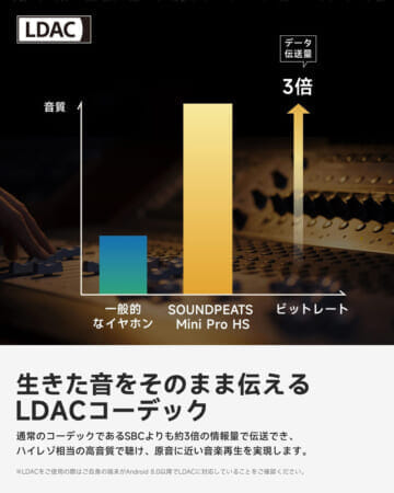 SOUNDPEATS Mini Pro HSレビュー｜ハイレゾ・LDAC対応・アクティブノイキャンとサウンドにこだわりぬいた完全ワイヤレスイヤホン｜優れているポイント：高音質コーデックLDACにも対応