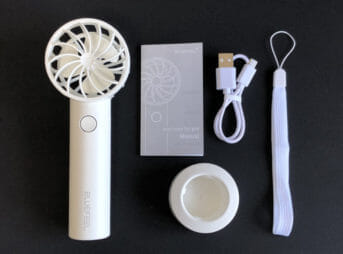 おすすめハンディ扇風機BLUEFEEL「mini head fan pro」の付属品一覧