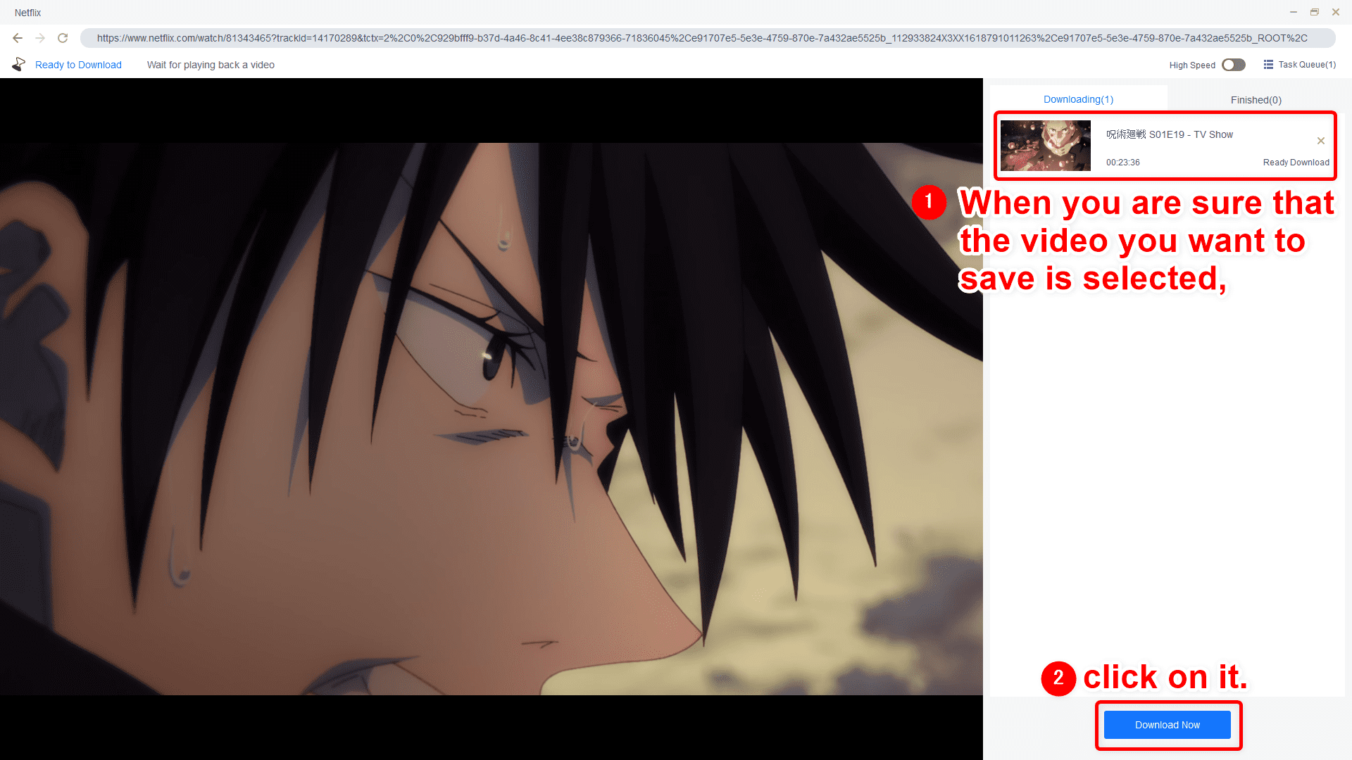 【Saving NETFLIX Contents】How to Save Netflix Video to Computer Forever|Saving Procedure:You will see the selected video title displayed on the right side of the operation screen. When you have finished selecting the video you want to save, click "Download Now" to start saving.